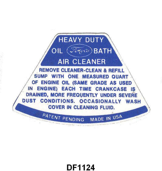 OIL BATH AIR CLEANER DECAL - 54-56 PICKUP