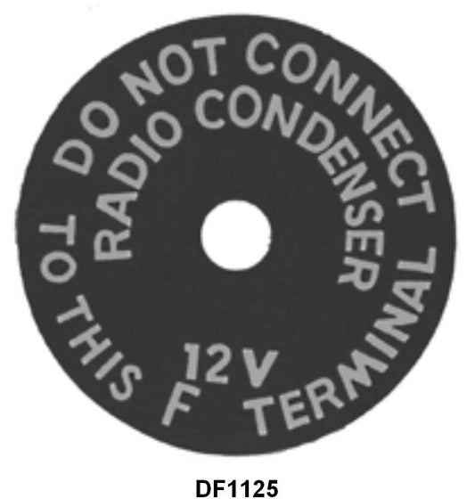 GENERATOR RADIO WARNING TAG - 56-64 ALL PASS, 56-64 F-100/F-350