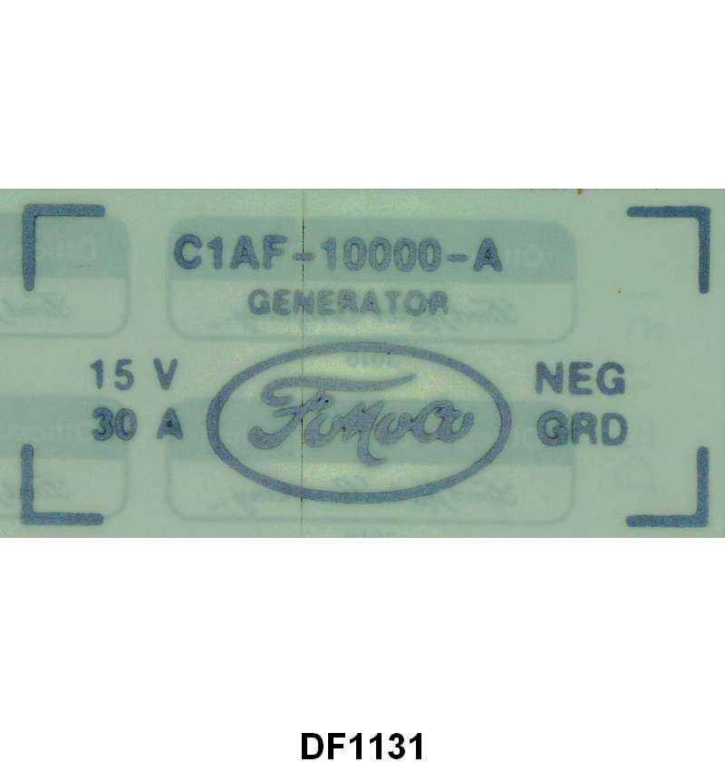 GENERATOR DECAL - 61 GALAXIE/FALCON/RANCHERO