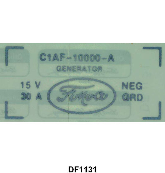 GENERATOR DECAL - 61 GALAXIE/FALCON/RANCHERO