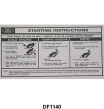 SUN VISOR STARTING INSTRUCTION SLEEVE - 62-65 GLX/FRLN, 60-65 FLC
