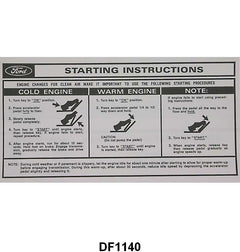 SUN VISOR STARTING INSTRUCTION SLEEVE - 62-65 GLX/FRLN, 60-65 FLC