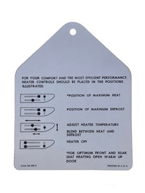 HEATER INSTRUCTION TAG - 61 GALAXIE