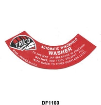 WINDSHIELD WASHER BOTTLE DECAL - 46-48 PASS "TRICO"