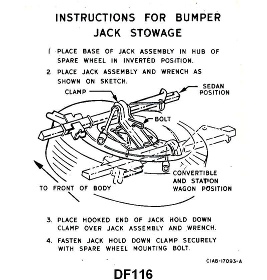 JACK INSTRUCTION/SPARE TIRE DECAL - 61 GALAXIE