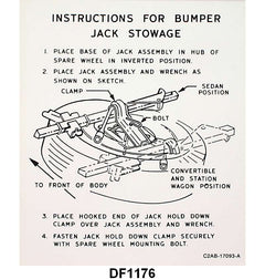 JACK INSTRUCTION/SPARE TIRE DECAL - 62 GALAXIE