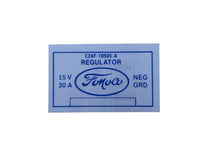 VOLTAGE REGULATOR DECAL - 62-63 GALAXIE, BLUE AND CLEAR