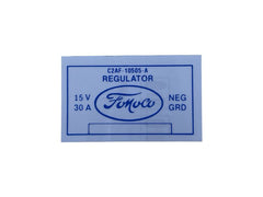 VOLTAGE REGULATOR DECAL - 62-63 GALAXIE, BLUE AND CLEAR