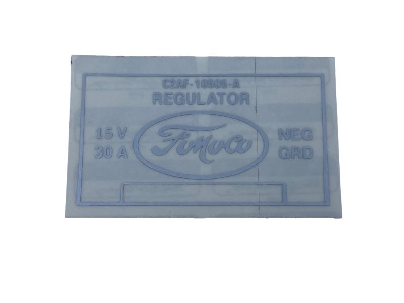 VOLTAGE REGULATOR DECAL - 62-63 GALAXIE, SILVER AND CLEAR