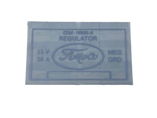 VOLTAGE REGULATOR DECAL - 62-63 GALAXIE, SILVER AND CLEAR