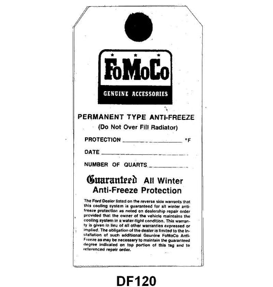 ANTI-FREEZE TAG - 53-64 PASS, 53-64 F-100/F-350