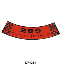 AIR CLEANER DECAL - 68 FALCON, MUSTANG 289-2V