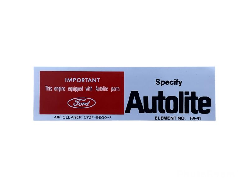 AUTOLITE REPLACEMENT PARTS DECAL - 68 MUSTANG 390GT