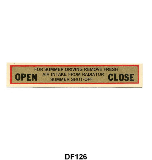 HOT AIR HEATER DECAL - 39-40 PASS/PICKUP