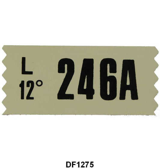 ENGINE CODE DECAL - 66-67 MUSTANG 289 HIPO WITH AUTOMATIC