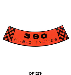AIR CLEANER DECAL - 68-69 GALAXIE, FAIRLANE, MUSTANG, 68-69 F-100/F350, 390-2V