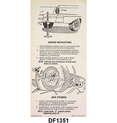 JACK INSTRUCTION/SPARE TIRE DECAL - 57-58 PASS, EXCEPT WAGON, RETRTACTABLE