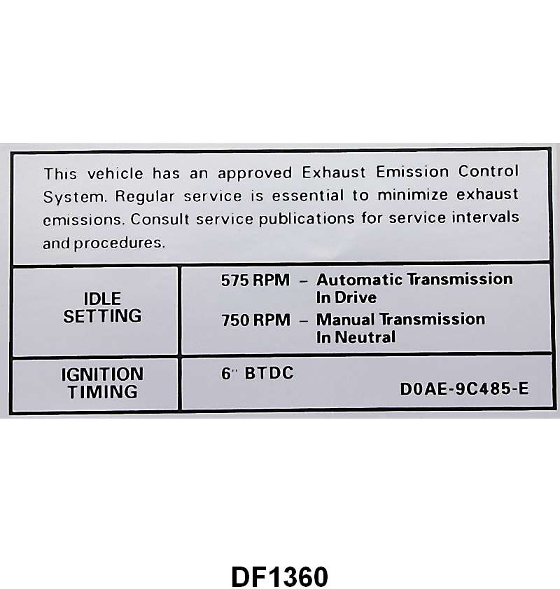 EMISSION DECAL - 70 GALAXIE 351-2V