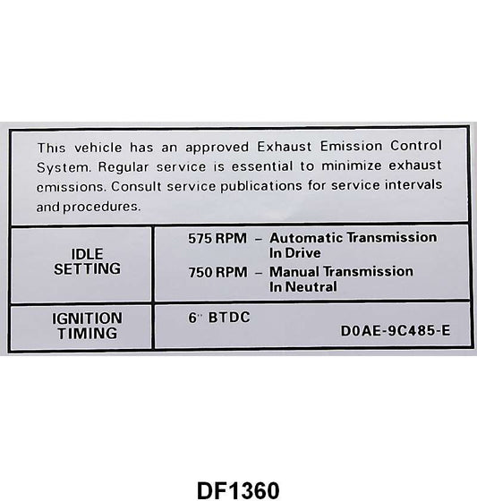EMISSION DECAL - 70 GALAXIE 351-2V