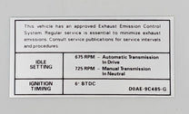 EMISSION DECAL - 70 GALAXIE, 70 F-100/F-350, 390-2V BEFORE 10-1-69