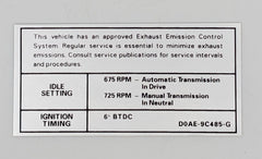 EMISSION DECAL - 70 GALAXIE, 70 F-100/F-350, 390-2V BEFORE 10-1-69