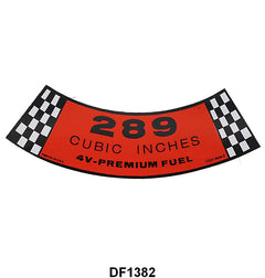 AIR CLEANER DECAL - 64-67 MUSTANG 289-4V