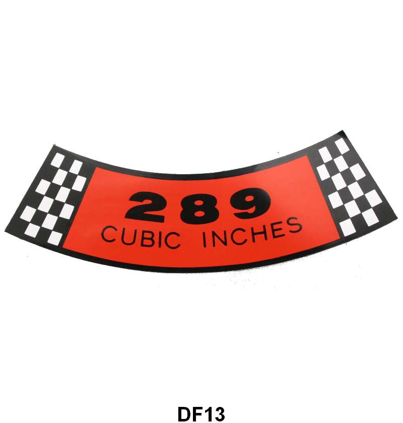 AIR CLEANER DECAL - 65-67 FAIRLANE/FALCON/RANCHERO 289 2-V