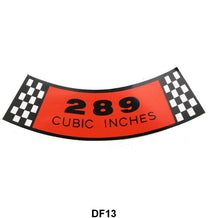 AIR CLEANER DECAL - 65-67 FAIRLANE/FALCON/RANCHERO 289 2-V