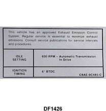 EMISSION DECAL - 68 GALAXIE, FAIRLANE 427