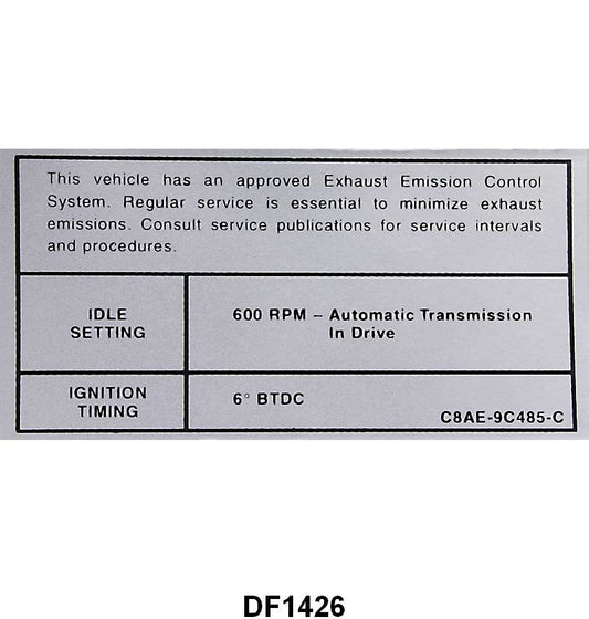 EMISSION DECAL - 68 GALAXIE, FAIRLANE 427