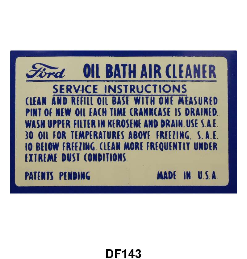 AIR CLEANER DECAL - 49-51 PASSENGER, OIL BATH