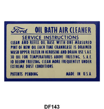 AIR CLEANER DECAL - 49-51 PASSENGER, OIL BATH