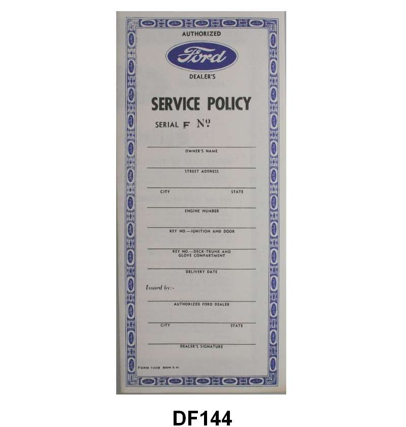 SERVICE POLICY - 41-48 OWNERS MANUAL