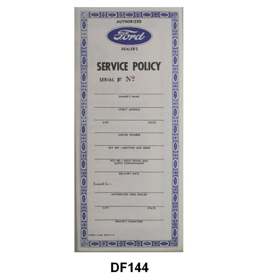 SERVICE POLICY - 41-48 OWNERS MANUAL