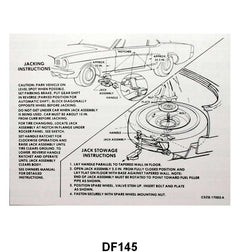 JACK INSTRUCTION/SPARE TIRE DECAL - 65 MUSTANG