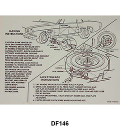 JACK INSTRUCTION/SPARE TIRE DECAL - 66 MUSTANG