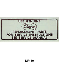SERVICE INSTRUCTION DECAL FOR AIR CLEANER - 65-67 PASS/PICKUP