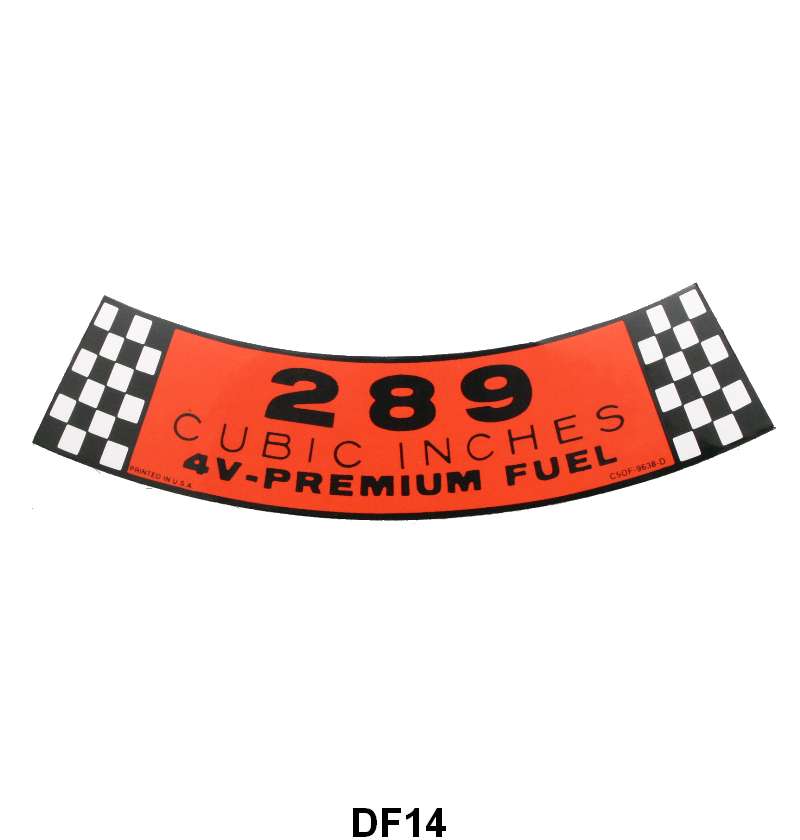 AIR CLEANER DECAL - 65-66 FALCON, FAIRLANE, RANCHERO 289 4V