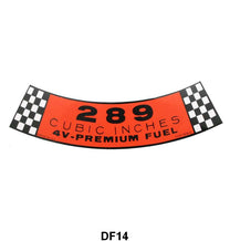 AIR CLEANER DECAL - 65-66 FALCON, FAIRLANE, RANCHERO 289 4V