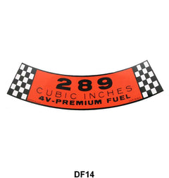 AIR CLEANER DECAL - 65-66 FALCON, FAIRLANE, RANCHERO 289 4V