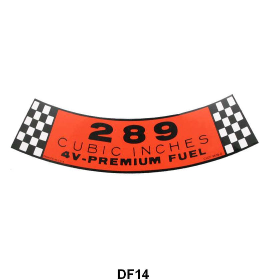 AIR CLEANER DECAL - 65-66 FALCON, FAIRLANE, RANCHERO 289 4V