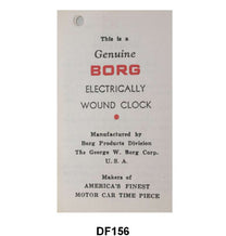 ELECTRIC CLOCK INSTRUCTION TAG - 49-56 PASSENGER