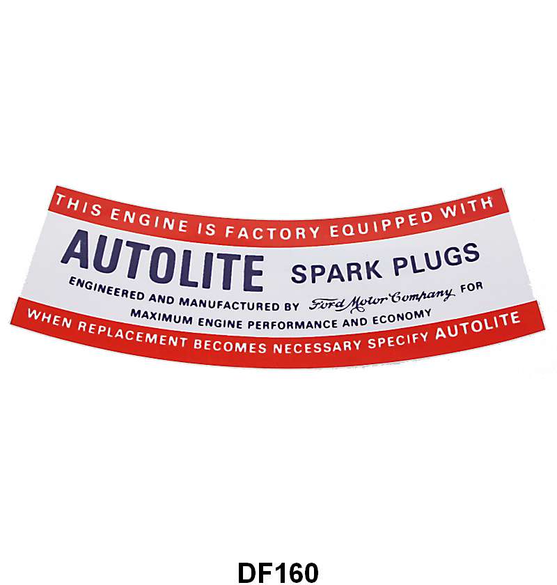 AUTOLITE SPARK PLUG DECAL - 62-67 V8