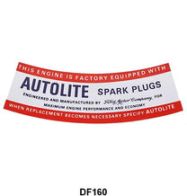AUTOLITE SPARK PLUG DECAL - 62-67 V8