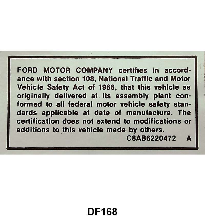 SAFETY ACT TRUNK DECAL - 68-69 ALL PASSENGER