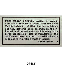 SAFETY ACT TRUNK DECAL - 68-69 ALL PASSENGER