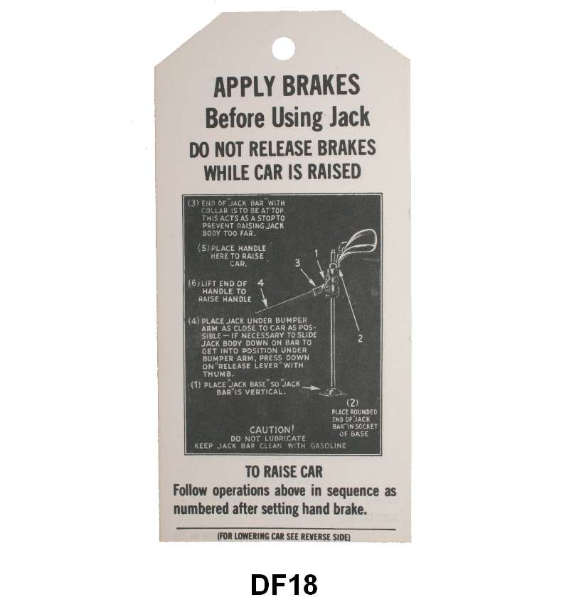 JACK INSTRUCTION TAG - 40 PASSENGER