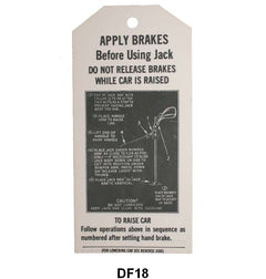 JACK INSTRUCTION TAG - 40 PASSENGER