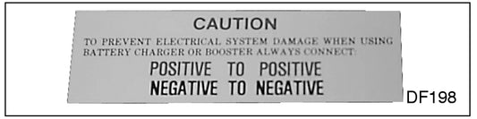BATTERY "CAUTION" DECAL - 63-64 ALL PASS