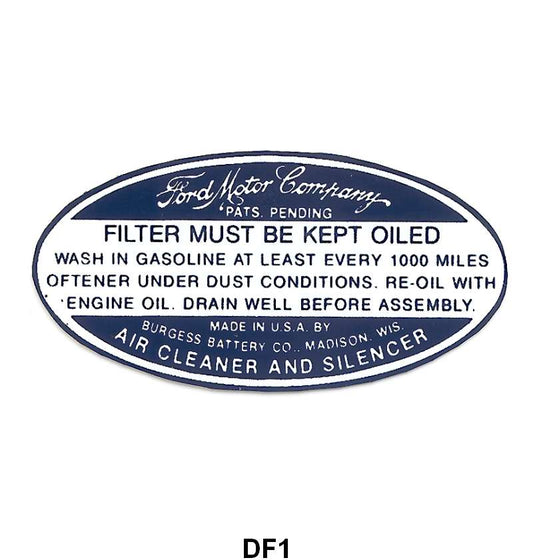 AIR CLEANER DECAL - 33-36 PASS/PICK UP, DRY TYPE